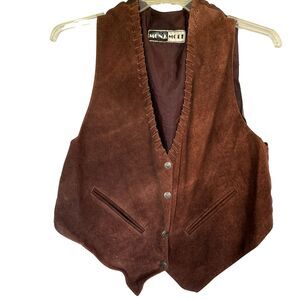 Vintage Mona Mode Suede Vest - Brown Leather Western Style, M